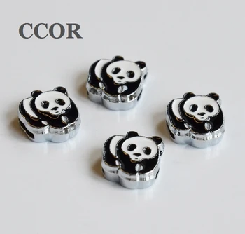 CCOR 5pcs DIY tilbehør Emalje 8mm Indre Dia. 12MM*12MM Panda Slide-Charm Perle DIY 8MM Hund Kat Halsbånd, Armbånd CD0317