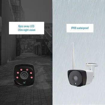 CCTV Kamera System H. 265+ 8CH Wireless 1080P HD-20m nightvision P2P Vandtæt Home Security Wifi Udendørs IP Kamera System