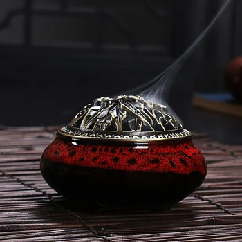 Celadon keramiske Buddha røgelse base kobber legering antikke røgelse brænder røgelse og sandeltræ røgelse lille