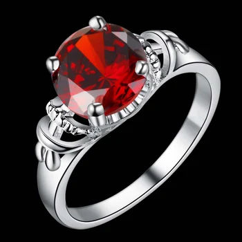 Charmerende mørk rød zircon Engros 925 smykker sølv forgyldt ring ,mode smykker Ring for Kvinder, /VJYMHEFP EFGYNRQM