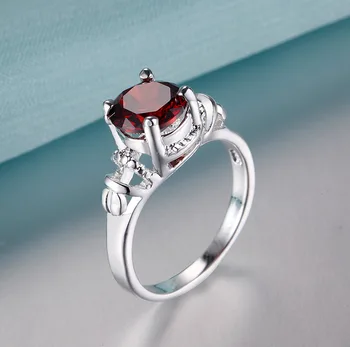 Charmerende mørk rød zircon Engros 925 smykker sølv forgyldt ring ,mode smykker Ring for Kvinder, /VJYMHEFP EFGYNRQM