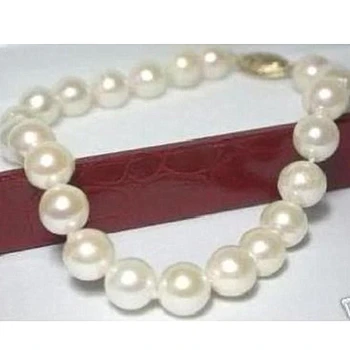 Charmerende naturlige ferskvands culturted hvid perle 8-9mm nearround perler armbånd armbånd til kvinder charms smykker 7,5 tommer BV02