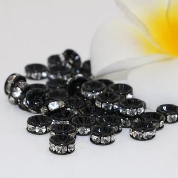 Charms black 30stk top kvalitet rhinestone krystal afstandsstykker perler rondelle abacus 6 8 10 12 mm smykker resultater tilbehør B2816