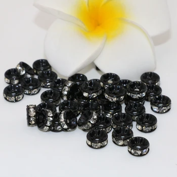 Charms black 30stk top kvalitet rhinestone krystal afstandsstykker perler rondelle abacus 6 8 10 12 mm smykker resultater tilbehør B2816