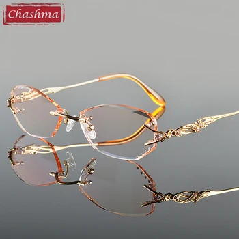 Chashma Luksus Farve Linser Nærsynethed Briller Briller til Læsning Diamant Skæring Uindfattede Titanium Briller Ramme for Kvinder