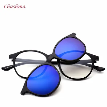 Chashma Mærke 5 Klip Solbriller Mandlige Runde Briller Ramme Polariserede solbriller Rammer Vintage-Frame Briller til Kvinder