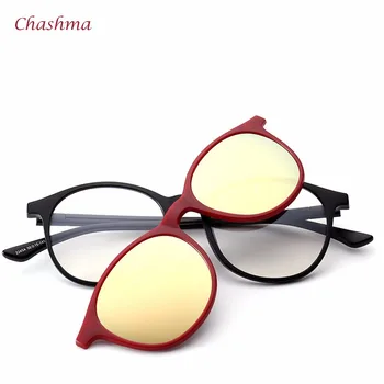 Chashma Mærke 5 Klip Solbriller Mandlige Runde Briller Ramme Polariserede solbriller Rammer Vintage-Frame Briller til Kvinder