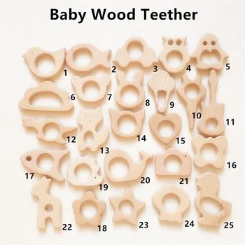 Chenkai 50stk Træ-Bidering Natur Baby Begyndervanskeligheder Gribe Toy DIY Økologisk Øko-venlige Træ Begyndervanskeligheder Tilbehør