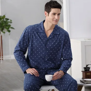 CherLemon Efteråret Mænd, Pyjamas Sæt Åndbar Bomuld Lang-Ærmet Mandlige Pyjamas Nattøj Plus Størrelse M-4XL Pyjamas Bløde Homewear
