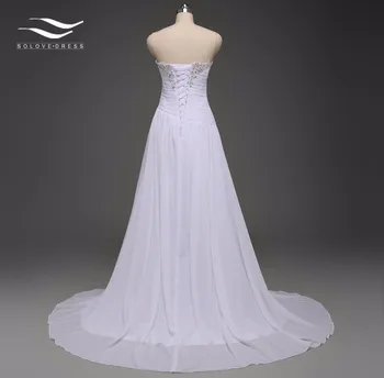 Chiffon Strand Bryllup Kjole En Linje Boho Billige Vintage Brudekjole 2017 Robe De Mariage brudekjolen vestido de noiva SLD-W11