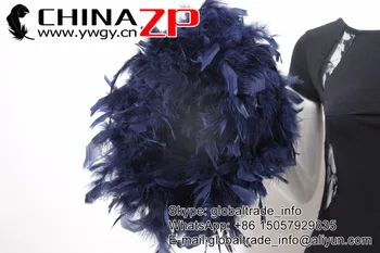 CHINAZP Fabrik 2yards/masse 80G/Stykke Fantastisk DIY Dekoration Farvet Mørk Blå Tyrkiet Chandelle Fjer Boas og Tørklæder