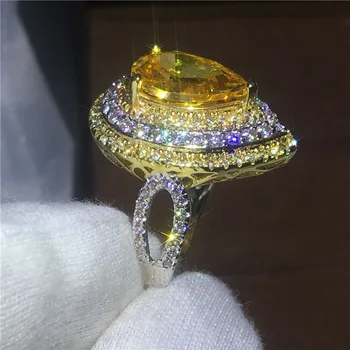 Choucong Kvindelige Luksus Smykker Pære skåret 5A zircon Krystal ring Hvid guld fyldt Engagement Bryllup Band Ringe Til Kvinder bijoux