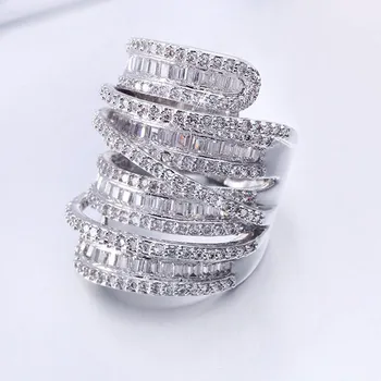 Choucong Kvinder Mænd Mode ring Bred Smykker 20ct AAAAA zircon cz 925 Sterling Sølv Engagement Bryllup Band Ring