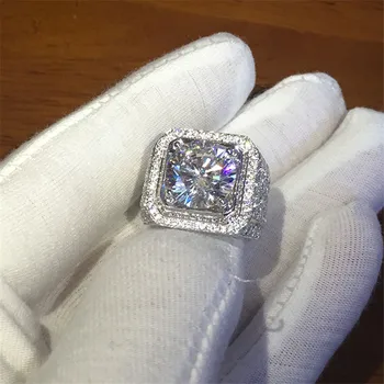 Choucong Luksus mandlige ring Rundt 4ct-5A zircon krystal Hvid Guld Fyldt Engagement Bryllup Band Ringe Til mænd Unikke Smykker