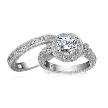 Choucong Vintage Kvinder Mænd Smykker 2ct 5A Zircon med Cz ring i 925 Sterling sølv Counple Engagement Bryllup Band Ring