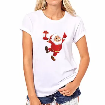 Christmas-T-Shirt Kvinder Tshirt Løs Harajuku Kawaii Sjove T-Shirts Toppe O-Neck Plus Size Unicorn T-shirt Femme Blusas