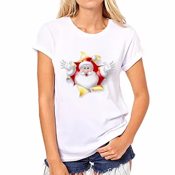 Christmas-T-Shirt Kvinder Tshirt Løs Harajuku Kawaii Sjove T-Shirts Toppe O-Neck Plus Size Unicorn T-shirt Femme Blusas
