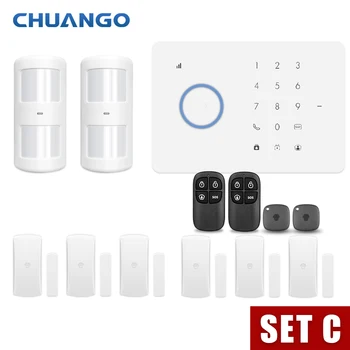 CHUANGO G5 315 app control GSM alarm system med touch skærm hjem sikkerhed alarm system PIR bevægelsesføler