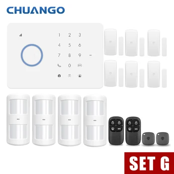 CHUANGO G5 315 app control GSM alarm system med touch skærm hjem sikkerhed alarm system PIR bevægelsesføler