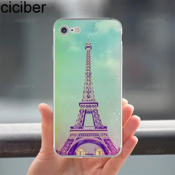 Ciciber Mode London-Paris, Eiffel Tower Mønster blødt silikone cover Til iPhone 6 6S 7 8 plus 5 5S SE X Capinha Coque Capa