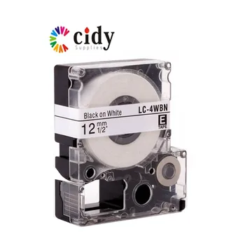 CIDY 2stk lamineret klæbende LC4WBN LC 4WBN LC-4WBN9 / SS12KW Sort på Hvidt for kompatibel epson blækpatron bånd kassette