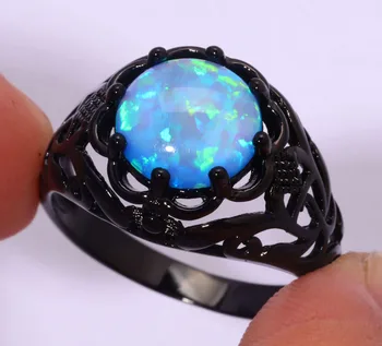 CiNily Skabt Blå Ild Opal Sort Guld Farve Engros Hot Sælge Mode for Kvinder Smykker Ring Størrelse 5-11 OJ8412