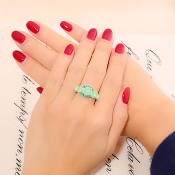 CiNily Skabt en Grøn Ild Opal Grøn Zirkonia Sølv Forgyldt Engros Hot Sælger for Kvinder Smykker Wedding Ring Størrelse 5-12 R7552
