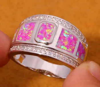 CiNily Skabt Pink Ild Opal Cubic Zirconia Sølv Forgyldt Engros for Kvinder Smykker Party Gave Ring Størrelse 7-11 OJ6582