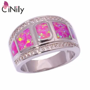 CiNily Skabt Pink Ild Opal Cubic Zirconia Sølv Forgyldt Engros for Kvinder Smykker Party Gave Ring Størrelse 7-11 OJ6582