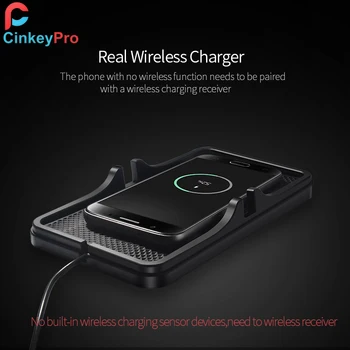 CinkeyPro Qi Trådløs Bil Oplader Pad til iPhone 8 10 X Plus Samsung S6 S7 S8 Stå 5V/1A Oplader Dock mobiltelefonholder