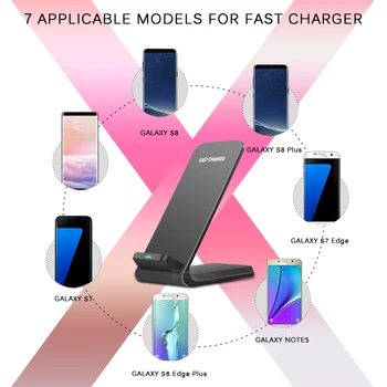 CinkeyPro QI Trådløse Oplader til Hurtig Opladning 2.0 Hurtig Oplader til iPhone 8 10 X Samsung S6 S7 S8 2-Spoler Stå 5V/2A & 9V/1.67 EN
