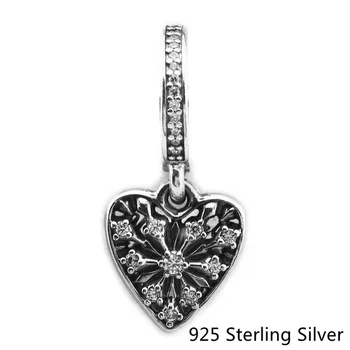 CKK Ægte 925 Sterling Sølv Smykker Hjertet af Vinteren Oprindelige Fashion Charms Perler Passer Fandola Armbånd