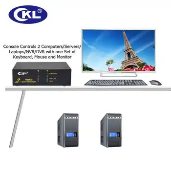 CKL High-end Metal 2-Port USB-HDMI-KVM Switch med KABLER Understøtter Push-Knappen Genvejstast Musen & Auto Scan Skifte 1080P 3D CKL-92H