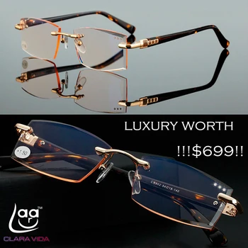 CLARAVIDA Royal Luxury Mænd kvinder unisex diamant udskåret stylerish kommercielle værdighed specielle briller til læsning+1 +1.5 +2 +2.5 +3