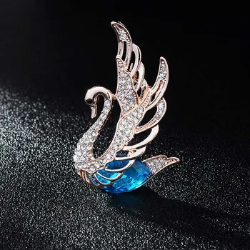 Classic-3 farver mode crystal svane brocher Pins smykker til kvinder Golden elegante dyr brocher