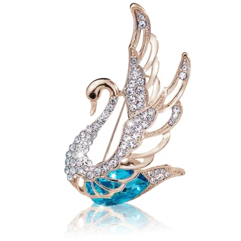 Classic-3 farver mode crystal svane brocher Pins smykker til kvinder Golden elegante dyr brocher