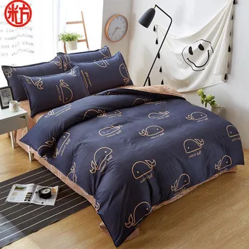 Classic-sengetøj sæt 5 størrelsen grå blå blomst sengelinned 4stk/set duvet cover sæt Pastorale lagen AB side dynebetræk 2017 bed