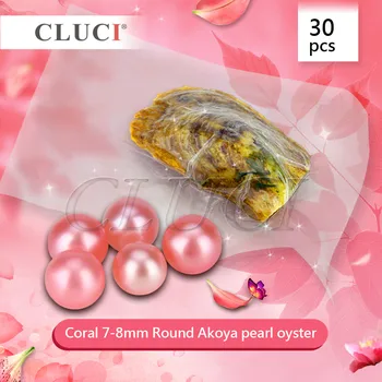 CLUCI 30stk 7-8mm Coral akoya østers med perler, UPS, Lyse Farverige Runde Perler Til smykkefremstilling