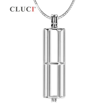 CLUCI 3stk Rør vedhæng, enkel Cylinder form Halskæde 925 Sterling Sølv Perler Bure, bryllupsfest Nye Smykker Gave
