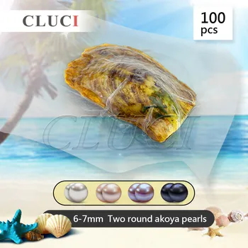 CLUCI engros TVILLINGER AKOYA PERLER ØSTERS 100PCS/MASSE, 200 runde Perler kan få, to 6-7mm perle i hver østers, romantisk kærlighed