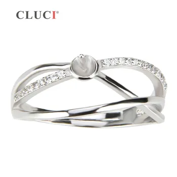 CLUCI Mærke Justerbar Cross Ring Bague Bijoux Sterling Sølv Kvindelige Vielsesring Tilbehør med 20 zircons, fine smykker diy