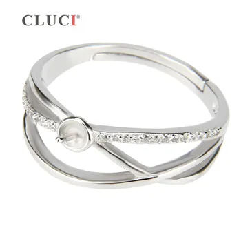 CLUCI Mærke Justerbar Cross Ring Bague Bijoux Sterling Sølv Kvindelige Vielsesring Tilbehør med 20 zircons, fine smykker diy