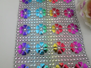 (CM799)10 Yard Sparkle 5 Farve Hjertet Rhinestone Krystal Diamant-Mesh-Wrap Rulle Bånd