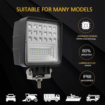 CO LYS 2pcs/4stk 63W 4,3 tommer LED-arbejdslampe Bar Oversvømmelse Auto Kørsel Arbejdslygter til Bil, Lastbil, Trailer SUV Off-Road 4X4 12V 24V
