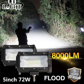CO-LYS LED-arbejdslampe 72W 5 tommer 8000LM Oversvømmelse Led Lys Bar Til Offroad Bil Afhentning Lada 4x4 Uaz ATV Auto-Driving Lys 12V 24V