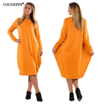 COCOEPPS 2018 5XL 6XL Kvinder, Vinter Mode Kjoler Plus Size kvinder Tøj Løs Kjole Stor Størrelse Afslappet og Elegant Varm vestidos