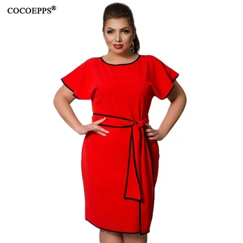 COCOEPPS Patchwork Kvinder Dress Stor Størrelse Butterfly Ærme Sundress 2018 Plus Size Elegante Kontor Kjole Med Vinger Blå Vestidos