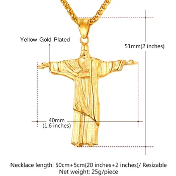 Collare Cristo Redentor I Rio Vedhæng Guld/Sort Farve Smykker Rustfrit Stål Halskæde Til Kvinder, Mænd Kristusstatue P297