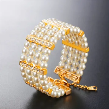 Collare Nye Simulerede Perle Armbånd Til Kvinder Rhinestone Krystal Armbånd Smykker Sølv Armbånd & Armbånd H001
