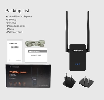 COMFAST 750Mbps WIFI Repeater Signal Forstærker, 2,4 G/5,8 G Wireless Wifi Router Repeater AP 3 Funktioner Roteador EU/US CF-WR750AC